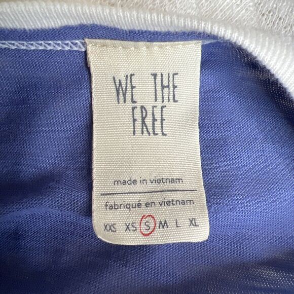 We The Free People Friday Fever Batwing Boho Oversized Thermal Top Blue Small - Picture 6 of 7